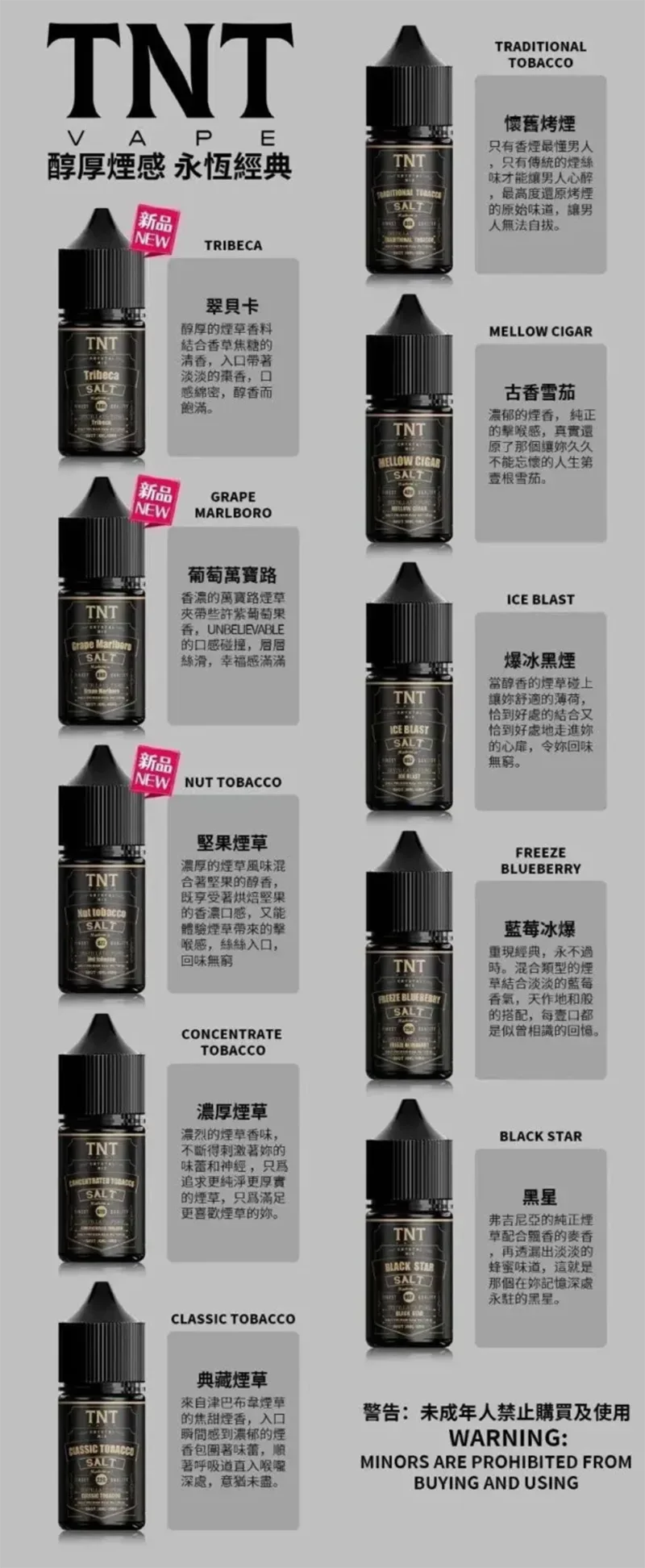 TNT 菸草系列電子煙油